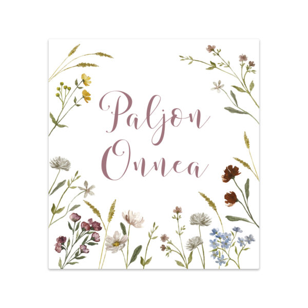 Etikettitarra Paljon Onnea kukka