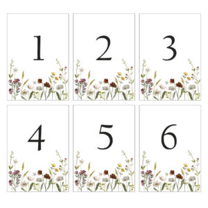 Pöytänumerot kukkakehys 1-6
