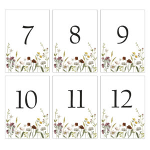 Pöytänumerot kukkakehys 7-12